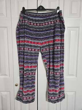 Climate right by cuddl duds 3x 26/28 women's multicolored fleece pajama pants